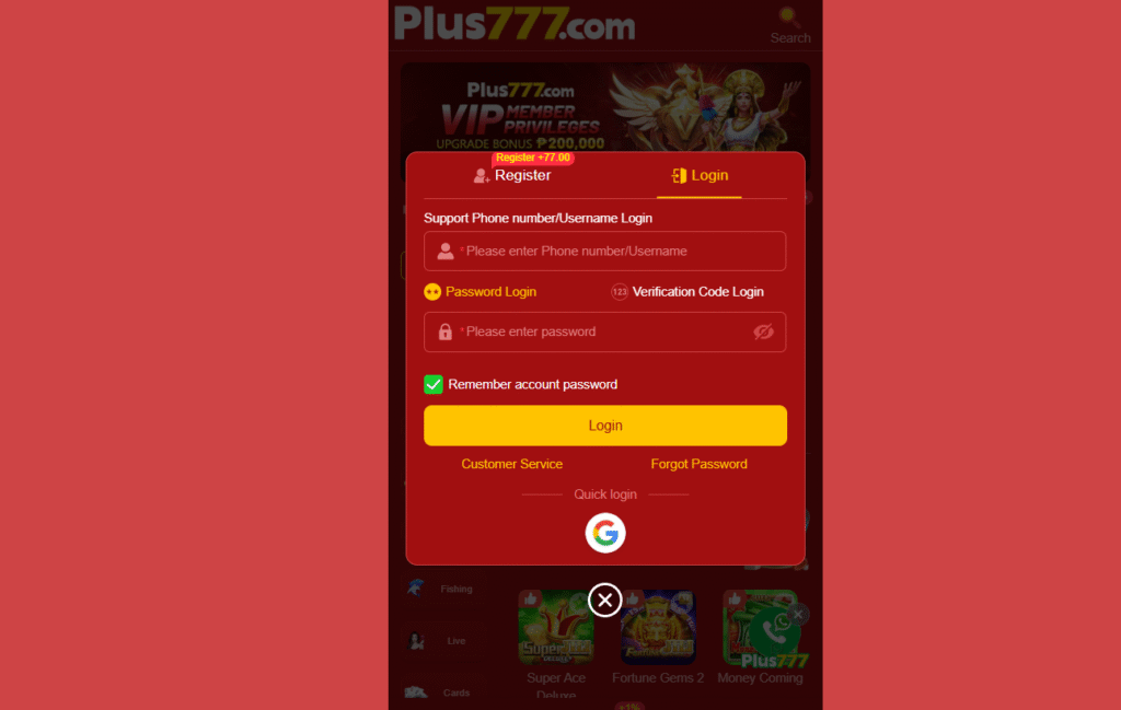 login plus777 with google mail