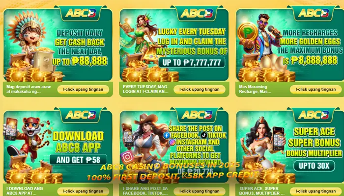 ABC8 casino bonuses in 2025 – 100% first deposit, ₱58K app credit