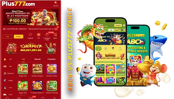 ABC8 vs Plus777 comparison chart – games, bonus, support