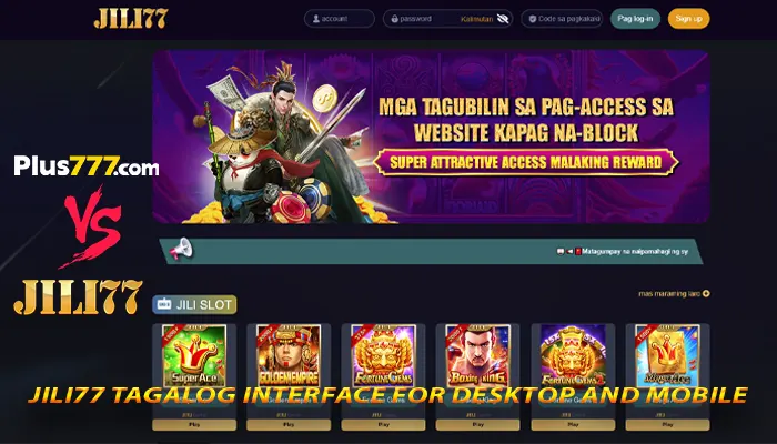 JILI77 Tagalog interface for desktop and mobile